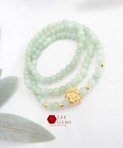 Alternative view of Chuỗi vòng Ngọc Cẩm thạch tự nhiên Vip mix charm hoa Sen vàng 18k
