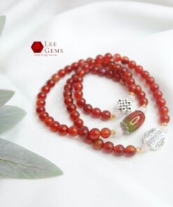 Alternative view of Chuỗi vòng tay đá Mã Não đỏ tự nhiên kết hợp charm bạc