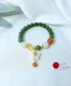 Vòng tay Ngọc Bích tự nhiên kết hợp charm cực xinh size 08li - Ảnh 7