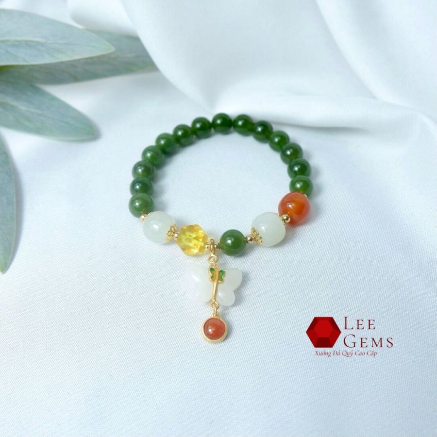 Vòng tay Ngọc Bích tự nhiên kết hợp charm cực xinh size 08li - Ảnh 7