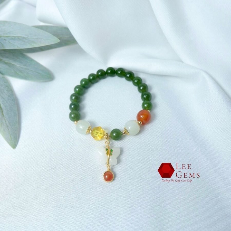 Vòng tay Ngọc Bích tự nhiên kết hợp charm cực xinh size 08li - Ảnh 5