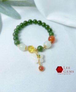 Vòng tay Ngọc Bích tự nhiên kết hợp charm cực xinh size 08li - Ảnh 4
