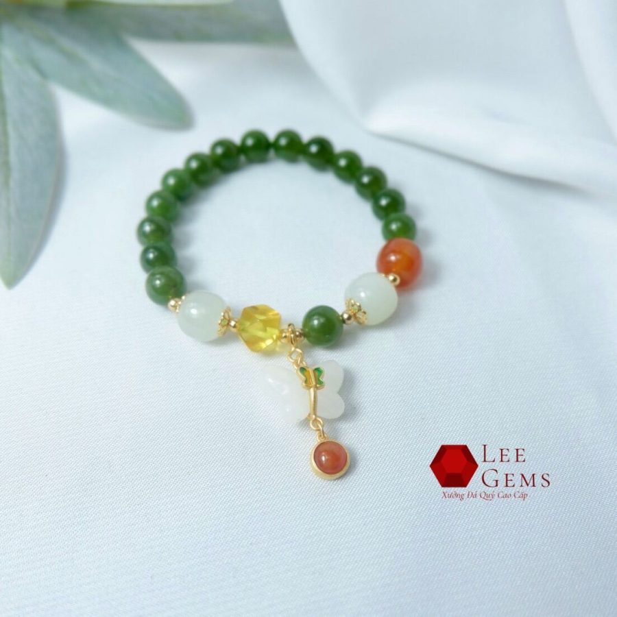 Vòng tay Ngọc Bích tự nhiên kết hợp charm cực xinh size 08li - Ảnh 4