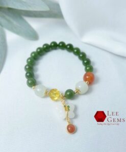 Vòng tay Ngọc Bích tự nhiên kết hợp charm cực xinh size 08li - Ảnh 3