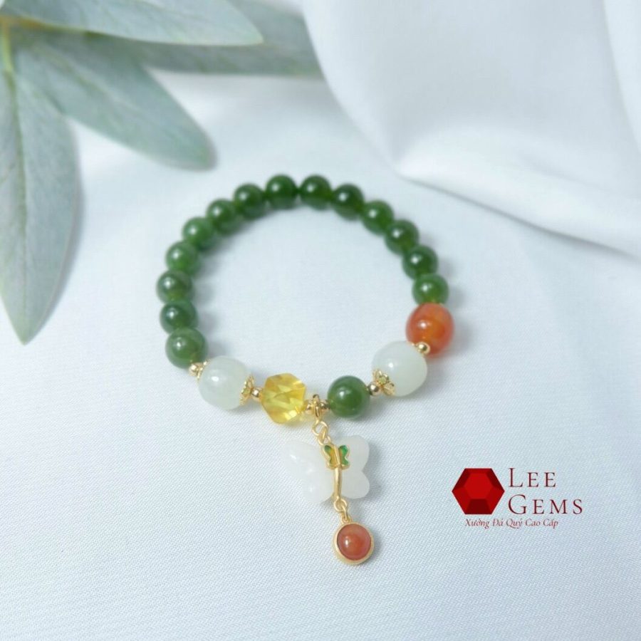 Vòng tay Ngọc Bích tự nhiên kết hợp charm cực xinh size 08li - Ảnh 3
