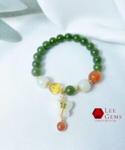 Alternative view of Vòng tay Ngọc Bích tự nhiên kết hợp charm cực xinh size 08li