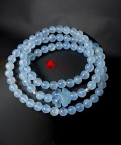 Chuỗi đá Aquamarine xanh tự nhiên kết hợp cỏ 4 lá - Ảnh 3