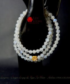 Alternative view of Chuỗi vòng đá Moonstone kết hợp hoa sen vàng 24k dành cho nữ