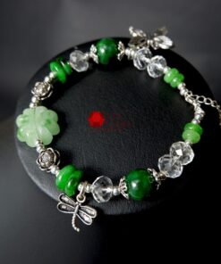 Vòng tay ngọc Cẩm Thạch Sơn Thuỷ mix charm Bạc - Ảnh 5