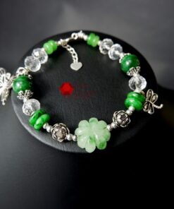Vòng tay ngọc Cẩm Thạch Sơn Thuỷ mix charm Bạc - Ảnh 4