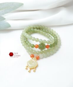 Chuỗi ngọc Hòa Điền tự nhiên loại VIP 108 hạt charm ngọc Nam Hồng