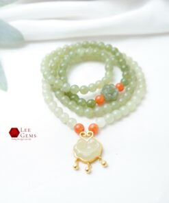 Alternative view of Chuỗi ngọc Hòa Điền tự nhiên loại VIP 108 hạt charm ngọc Nam Hồng
