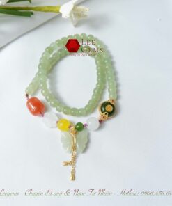 Alternative view of Chuỗi ngọc Hoà Điền tự nhiên charm ngọc Bích và ngọc Nam Hồng