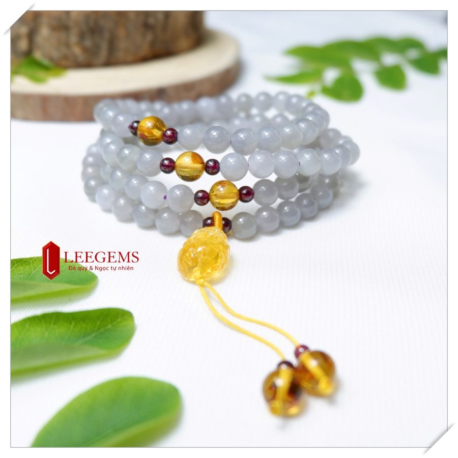 Chuỗi Ngọc Hoà Điền Tím Khói, 108 hạt - Ảnh 2