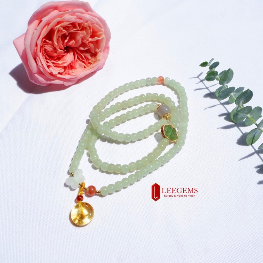 Chuỗi Ngọc Hoà Điền Xanh Lu Vuông - Ảnh 2