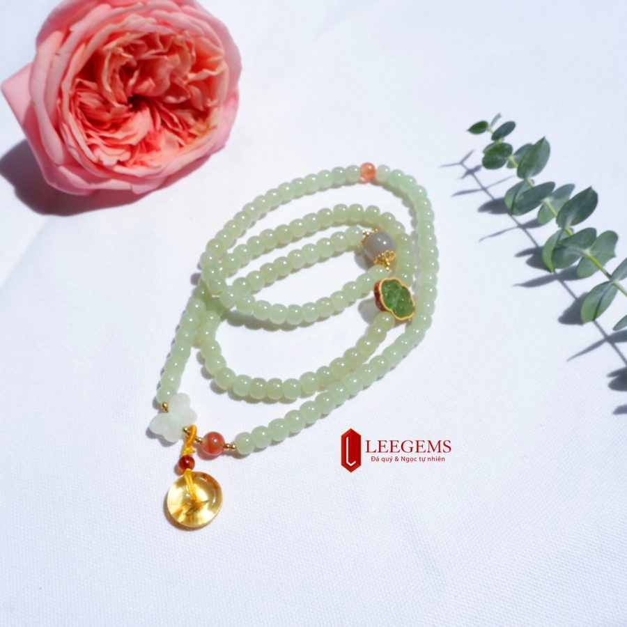 Chuỗi Ngọc Hoà Điền Xanh Lu Vuông