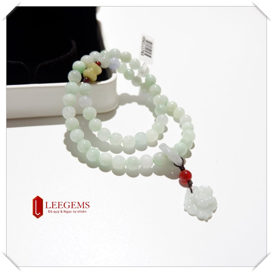 Chuỗi vòng tay Ngọc Cẩm Thạch mix charm sen ngọc phú quý đại cát size hạt 07 li dành cho nữ tất cả các mệnh - Ảnh 8