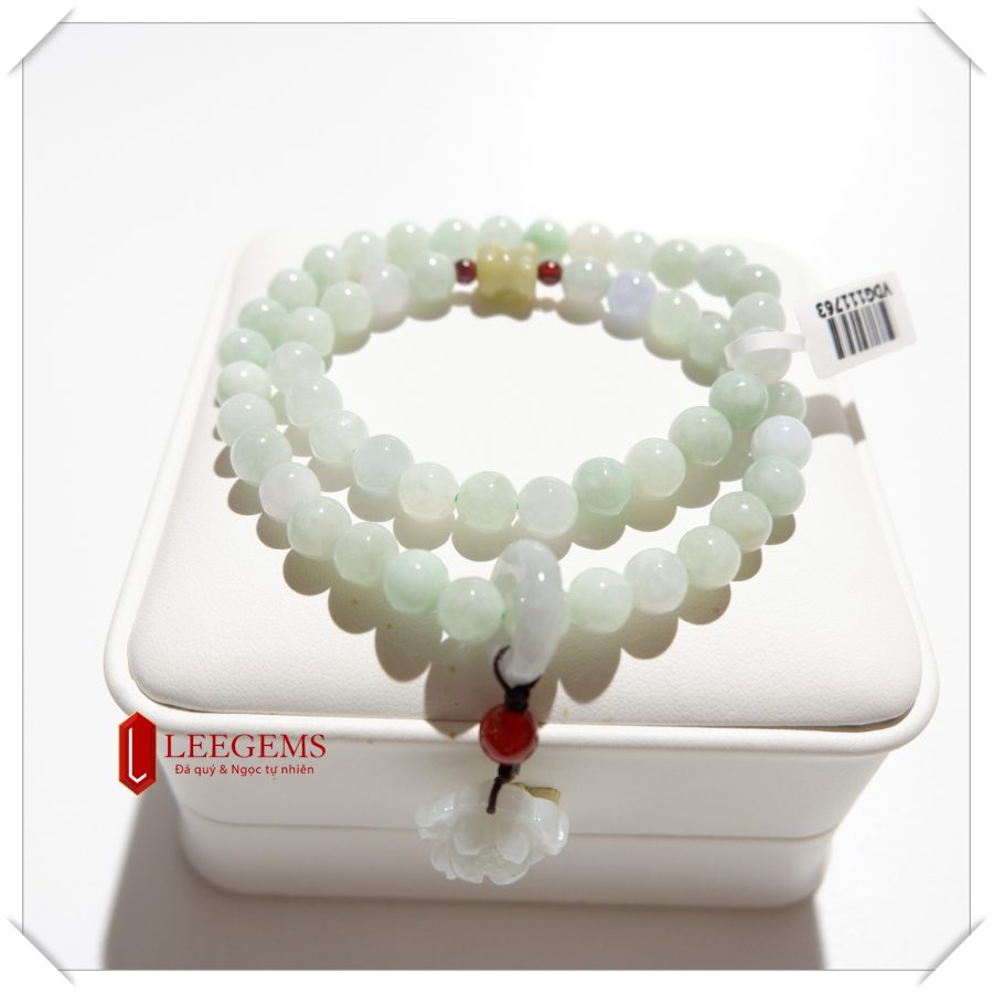 Chuỗi vòng tay Ngọc Cẩm Thạch mix charm sen ngọc phú quý đại cát size hạt 07 li dành cho nữ tất cả các mệnh - Ảnh 4
