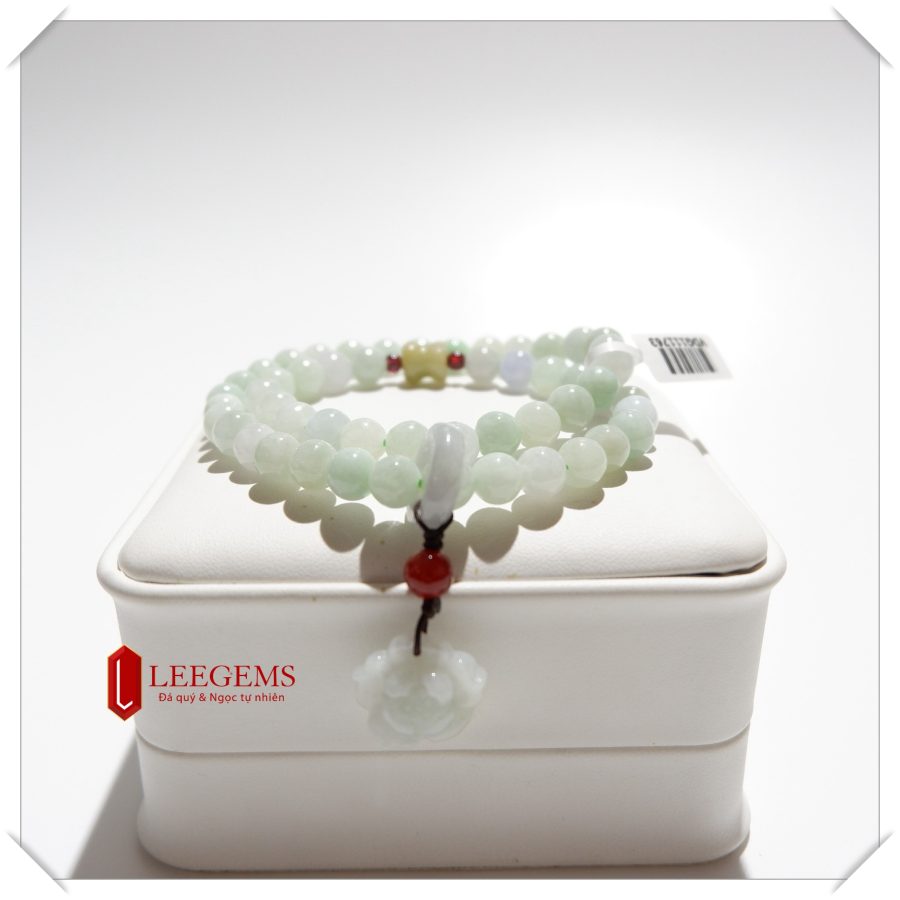 Chuỗi vòng tay Ngọc Cẩm Thạch mix charm sen ngọc phú quý đại cát size hạt 07 li dành cho nữ tất cả các mệnh - Ảnh 6