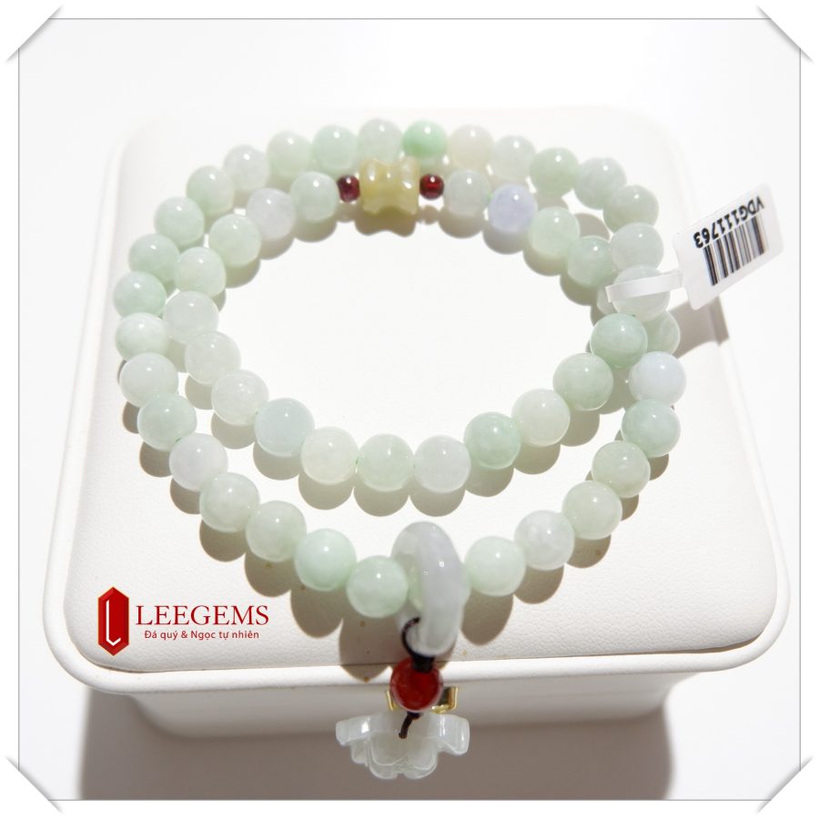 Chuỗi vòng tay Ngọc Cẩm Thạch mix charm sen ngọc phú quý đại cát size hạt 07 li dành cho nữ tất cả các mệnh - Ảnh 5
