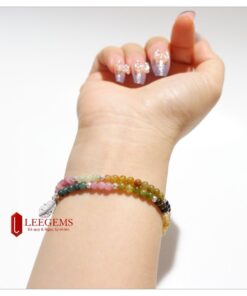 Lách tay đá Tourmaline mix bi bạc size 3.5li dành cho nữ tất cả các mệnh - Ảnh 8