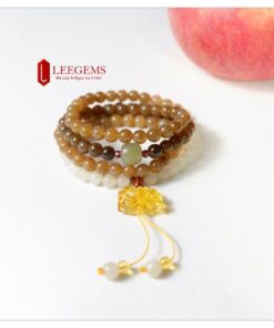 Chuỗi vòng tay Ngọc Hoà Điền nâu vàng size 06 li dành cho nữ tất cả các mệnh