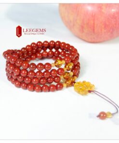 Chuỗi vòng tay Ngọc Nam Hồng tự nhiên 108 hạt size 06li dành cho nữ mệnh Thổ và Mệnh Hoả