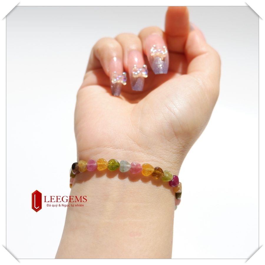 Lách tay đá Tourmaline hình trái tim size 06 li dành cho nữ tất cả các mệnh - Ảnh 5