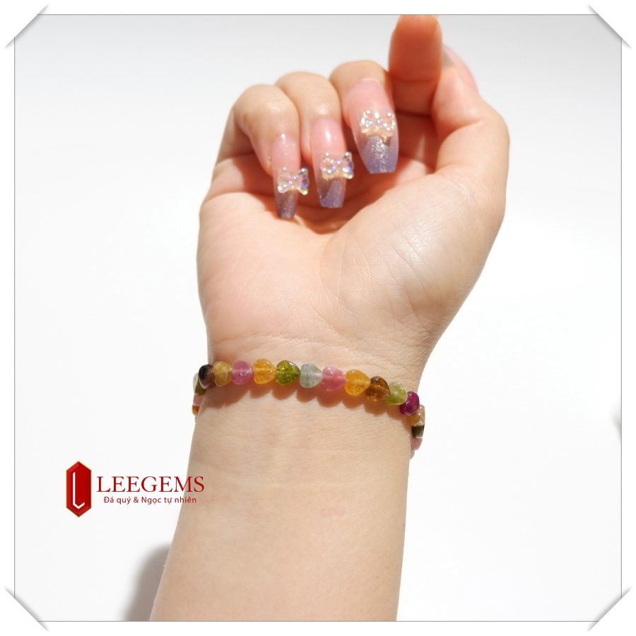 Lách tay đá Tourmaline hình trái tim size 06 li dành cho nữ tất cả các mệnh - Ảnh 3