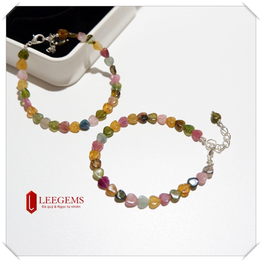 Lách tay đá Tourmaline hình trái tim size 06 li dành cho nữ tất cả các mệnh - Ảnh 2