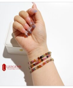 Chuỗi đá Tourmaline dưa hấu hạt dẹt Charm cỏ 4 lá - Đeo 03 vòng tay size 06 li dành cho nữ tất các mệnh - Ảnh 9