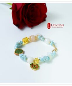 Vòng tay đá Larimar mix charm Ngọc Bích dành cho nữ mệnh Thuỷ - Ảnh 5