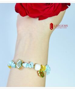 Alternative view of Vòng tay đá Larimar mix charm Ngọc Bích dành cho nữ mệnh Thuỷ