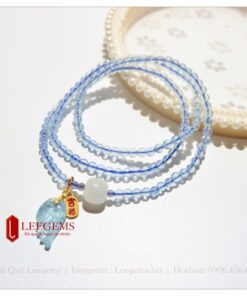 Chuỗi vòng tay đá Aquamarine mix charm độc đáo size 3.5 li cho nữ mệnh Thuỷ