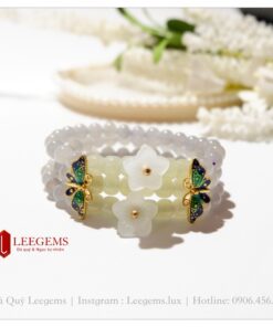 [Hàng Thiết Kế] Chuỗi vòng tay Ngọc Hoà Điền mix charm độc đáo size 06 li dành cho nữ tất cả các mệnh