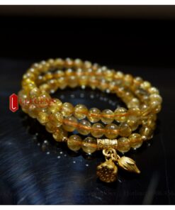 [Hàng Vip] Chuỗi Thạch Anh tóc vàng nhiều tóc - đá trong, size 06 li dành cho nữ mệnh Thổ - Kim - Ảnh 9