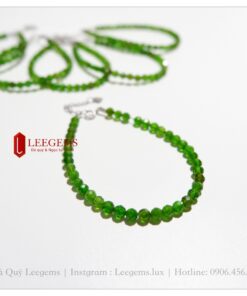 Lách tay đá Diopside nhỏ xinh size 04 li dành cho nữ mệnh Mộc - Hoả