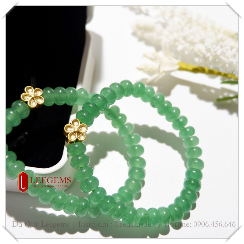 Vòng tay đá Aven xanh mix charm cực xinh dành cho nữ mệnh Mộc - Hoả - Ảnh 2