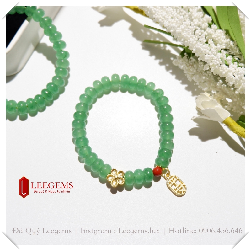 Vòng tay đá Aven xanh mix charm cực xinh dành cho nữ mệnh Mộc - Hoả - Ảnh 7