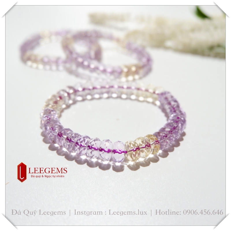 Vòng tay đá Citrine tím vàng cực xinh size 09 li dành cho nữ tất cả các mệnh
