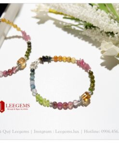 Lách tay đá Tourmaline mix charm citrine cực xinh dành cho nữ tất cả các mệnh