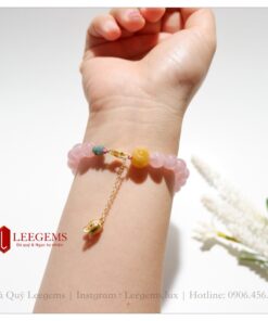 Lách tay đá Thạch Anh Hồng mix charm cực xinh dành cho nữ tất cả các mệnh - Ảnh 10