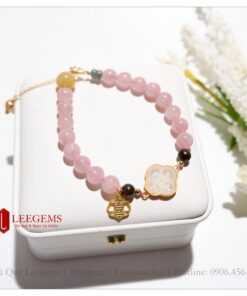 Lách tay đá Thạch Anh Hồng mix charm cực xinh dành cho nữ tất cả các mệnh - Ảnh 12