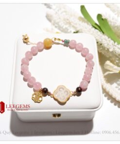 Lách tay đá Thạch Anh Hồng mix charm cực xinh dành cho nữ tất cả các mệnh - Ảnh 13