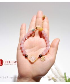 Lách tay đá Thạch Anh Hồng mix charm cực xinh dành cho nữ tất cả các mệnh - Ảnh 14