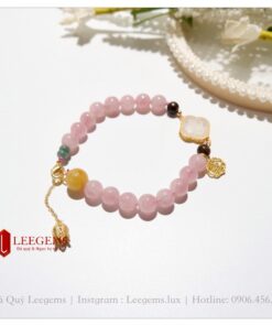 Lách tay đá Thạch Anh Hồng mix charm cực xinh dành cho nữ tất cả các mệnh - Ảnh 15
