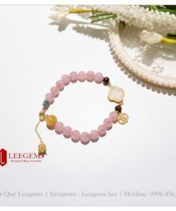 Lách tay đá Thạch Anh Hồng mix charm cực xinh dành cho nữ tất cả các mệnh - Ảnh 16