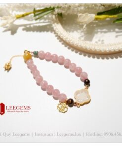 Lách tay đá Thạch Anh Hồng mix charm cực xinh dành cho nữ tất cả các mệnh - Ảnh 3