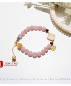 Lách tay đá Thạch Anh Hồng mix charm cực xinh dành cho nữ tất cả các mệnh - Ảnh 7