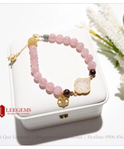Lách tay đá Thạch Anh Hồng mix charm cực xinh dành cho nữ tất cả các mệnh - Ảnh 8